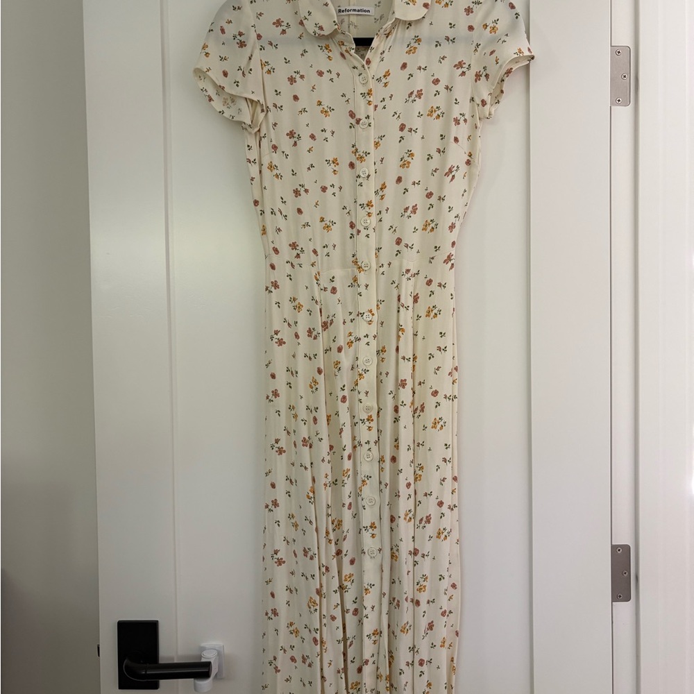 Reformation Cream Floral Maxi Dress